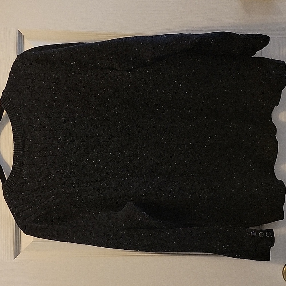 Talbot's 2X Black Cable Knit Sweater - Picture 2 of 7